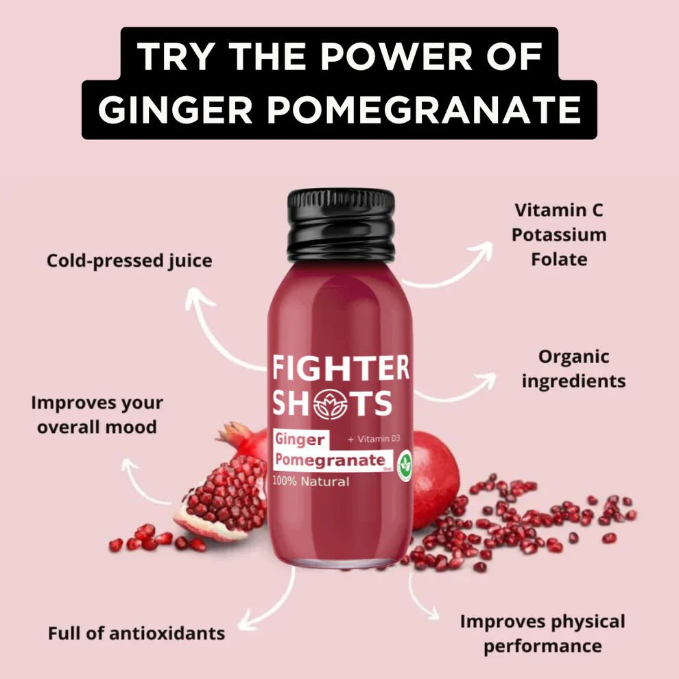 Fighter Shots Ginger + Pomegranate Shot + Vitamin D - Cafe Supply
