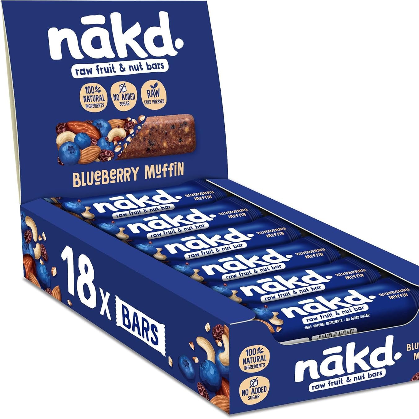 NAKD BLUEBERRY MUFF BAR 35GX18 RRP£1.30 - Cafe Supply